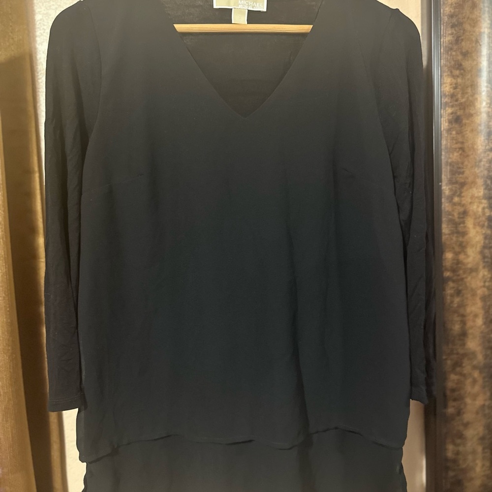 Michael Kors Black V-Neck Blouse